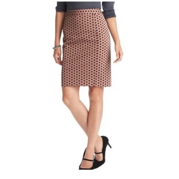 Loft tan skirt with black polka dots stretch size6 - Picture 1 of 8